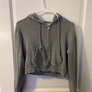 brandy melville grey cropped zip up